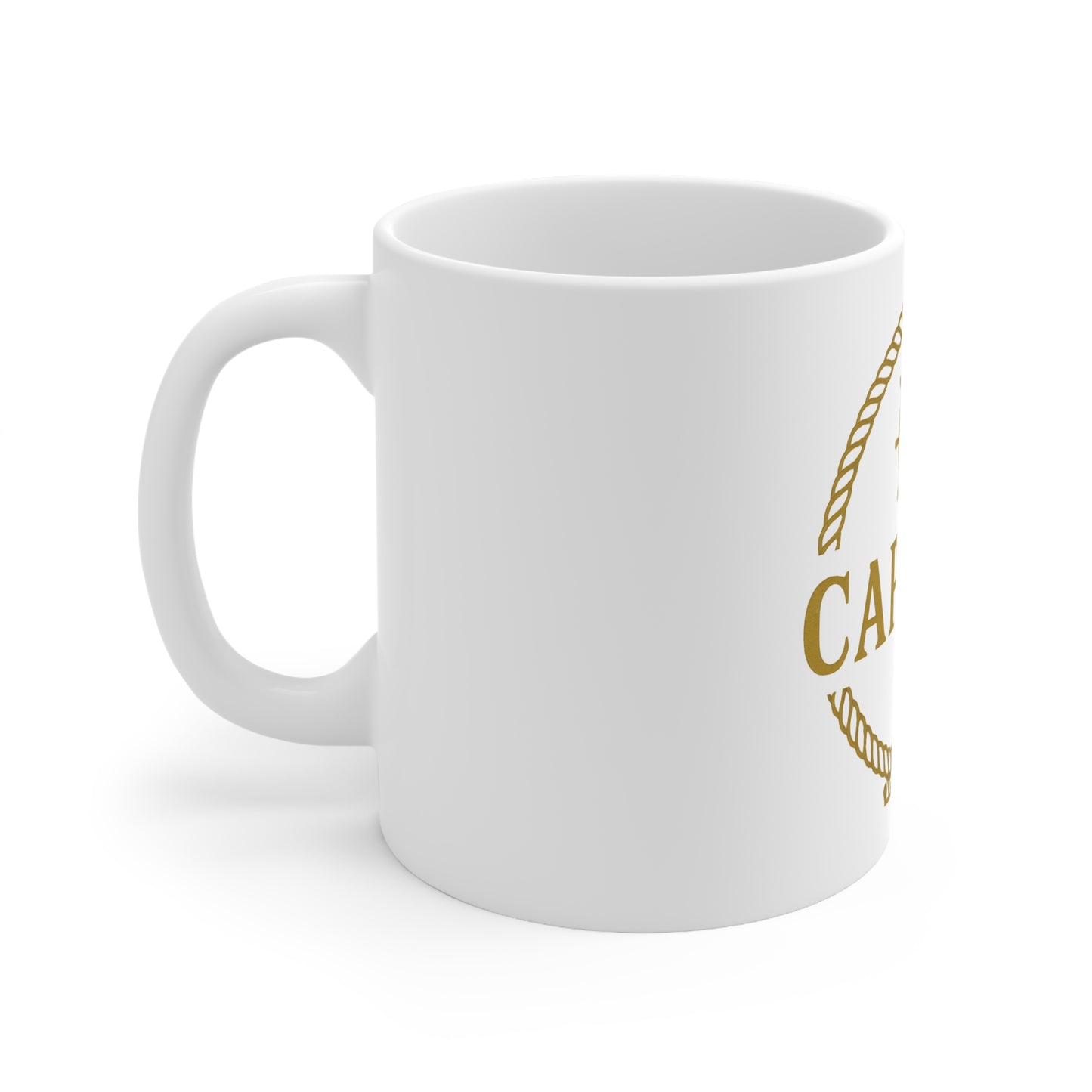 Captain Nautical Coffee Mug — 'Captain' Rope & Wheel Ceramic Mug (11oz/15oz)