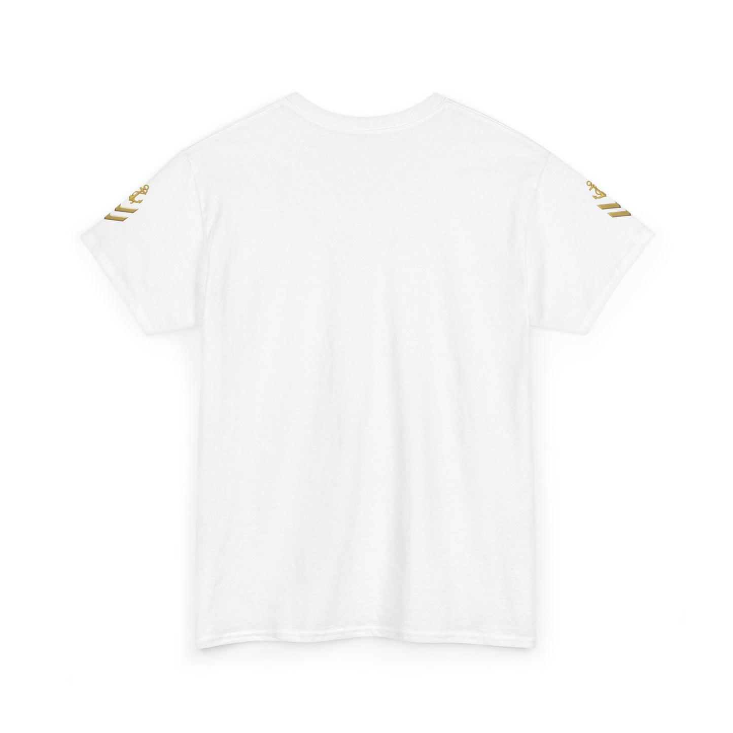 T-Shirt — Minimal Gold Yacht Graphic Tee (text: SEA AND SUN)