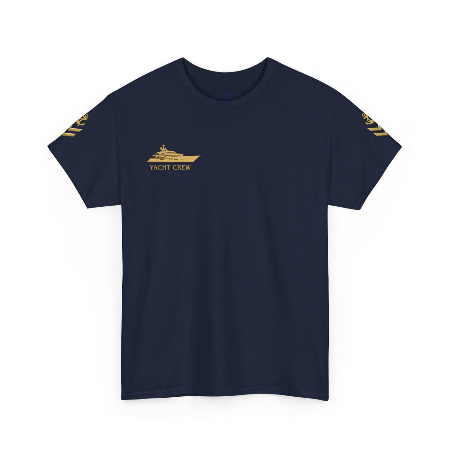T-Shirt — Minimal Gold Yacht Graphic Tee (text: SEA AND SUN)