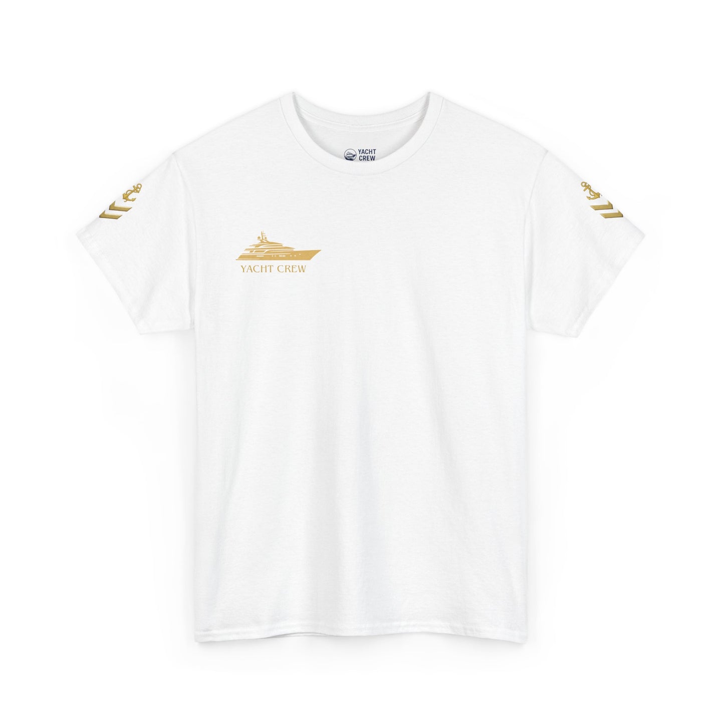 T-Shirt — Minimal Gold Yacht Graphic Tee (text: SEA AND SUN)