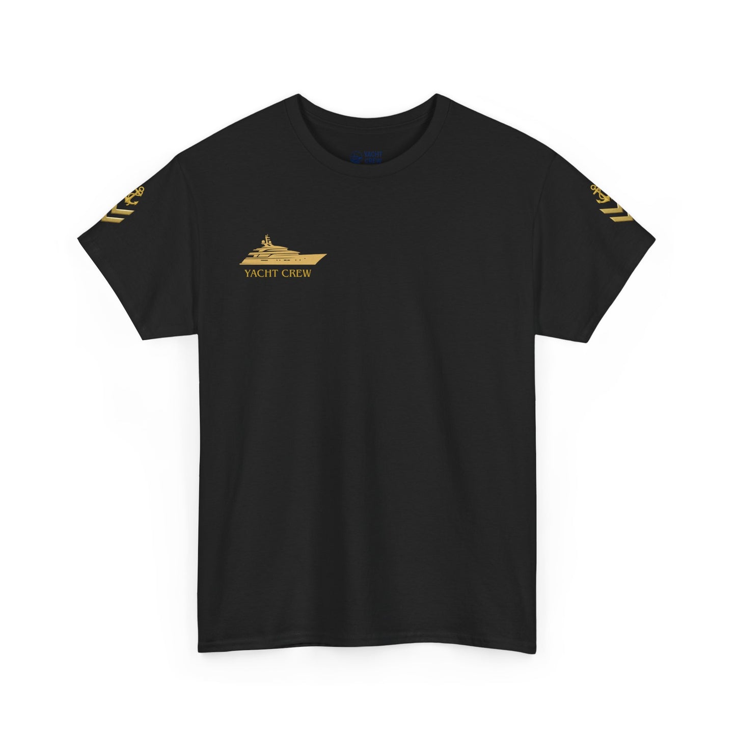 T-Shirt — Minimal Gold Yacht Graphic Tee (text: SEA AND SUN)