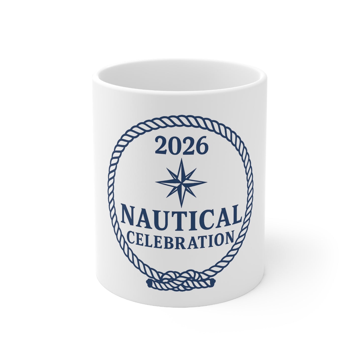 Nautical Celebration 2026 Ceramic Coffee Mug — Rope & Compass Compass Rose Design (11oz/15oz)