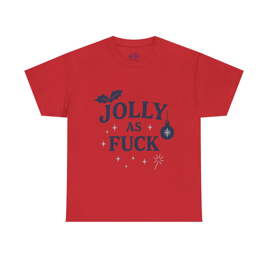 Funny Christmas Tee — "Jolly As Fuck" Holiday T-Shirt
