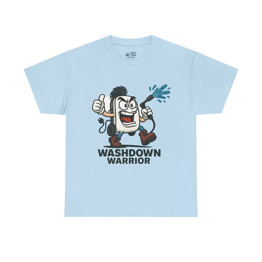 Washdown Warrior T-Shirt — Funny Pressure Washer Cartoon Tee for Power Washing Pros